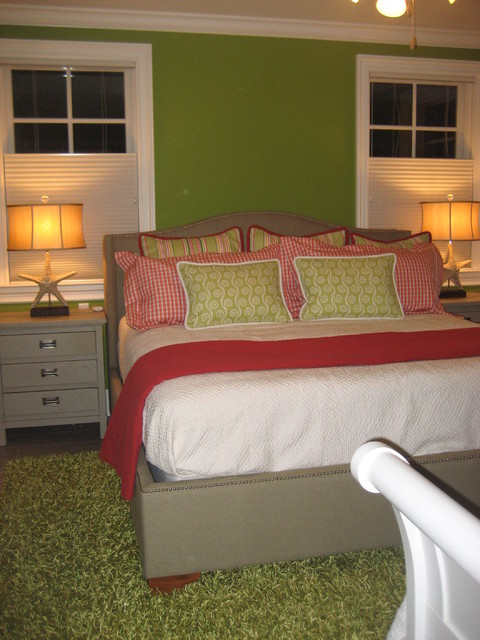 Дизайн спальной в зеленом цвете